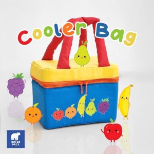 Cooler bag anak biru kuning motif buah-buahan lucu dari Polar Pack.