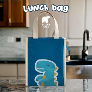 Lunch bag anak karakter dinosaurus biru dari Polar Pack.