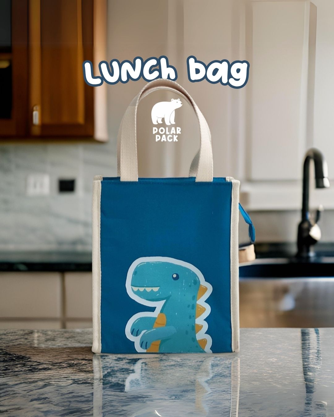 Lunch bag anak karakter dinosaurus biru dari Polar Pack.